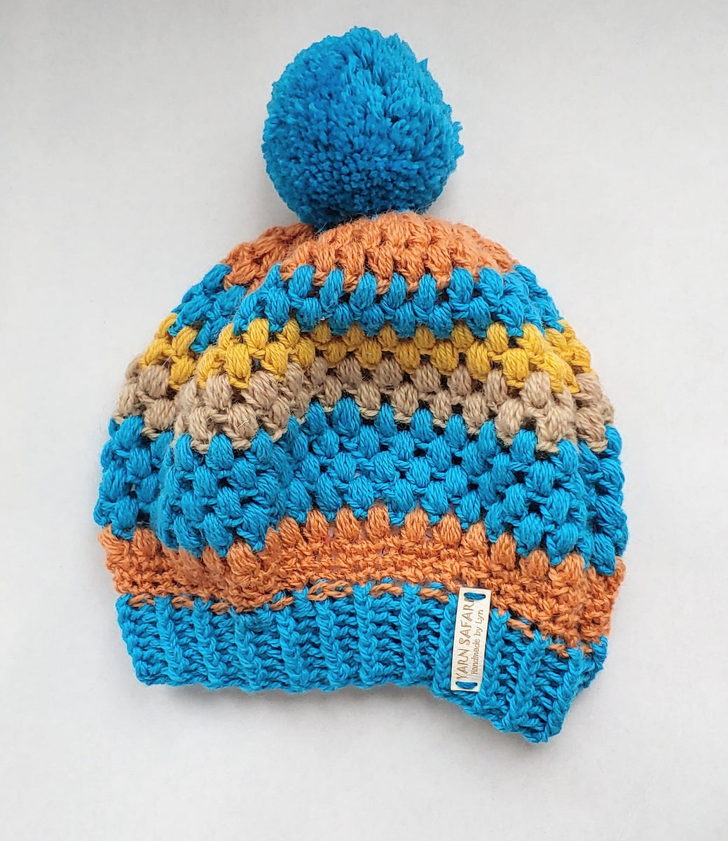 Crochet Women's Hat in Blue, Orange, Mustard, lady's crochet hat, boho chic  hat – Lyn Foley Creates