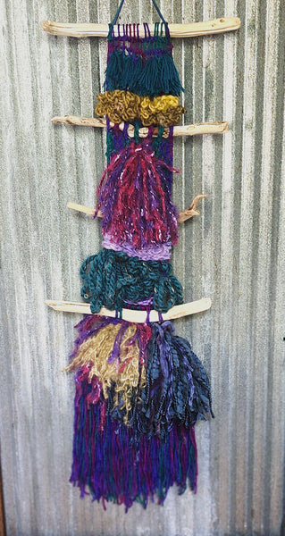 Sticks with Blue & Purple Boho Wall Hanging