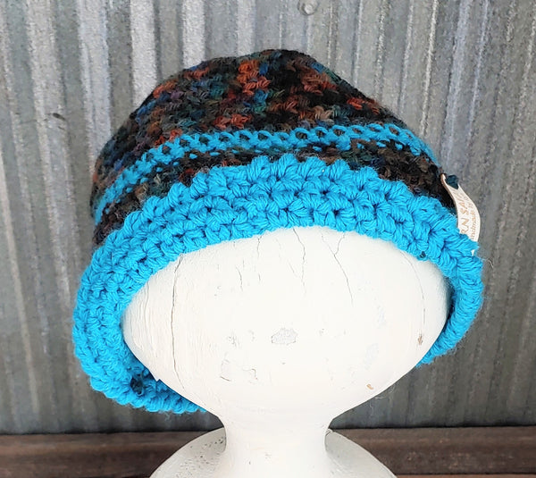 Crochet Hat for Women with a  Blue Brim