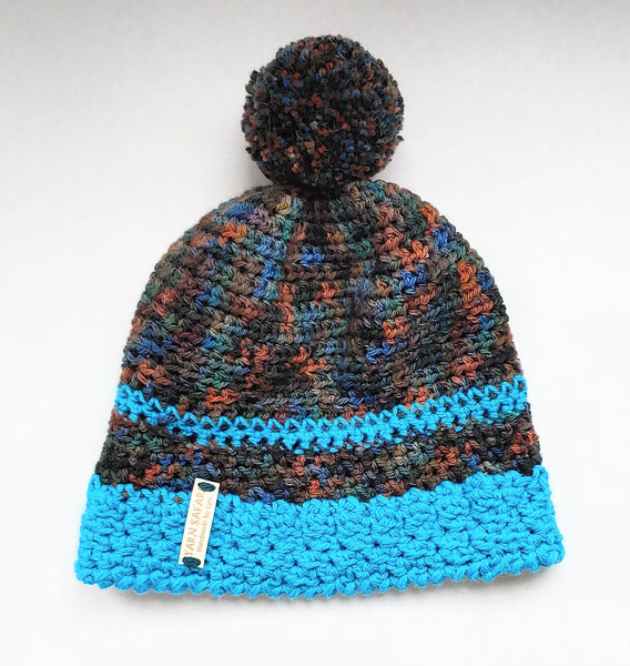 Crochet Hat for Women with a  Blue Brim