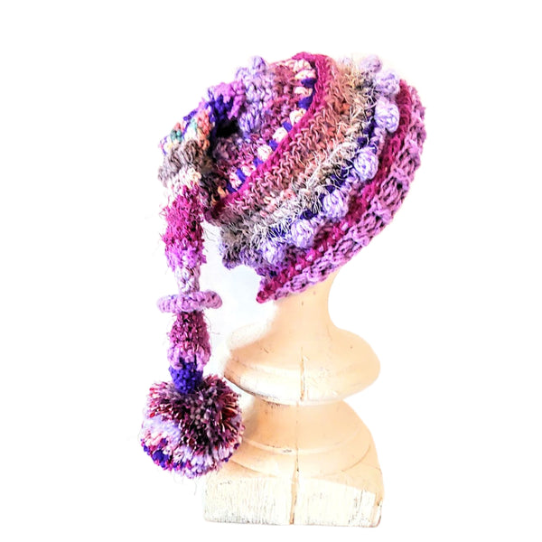 Crochet Hat in Eggplant Yarn