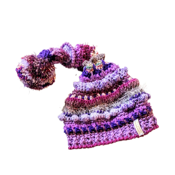 Crochet Hat in Eggplant Yarn
